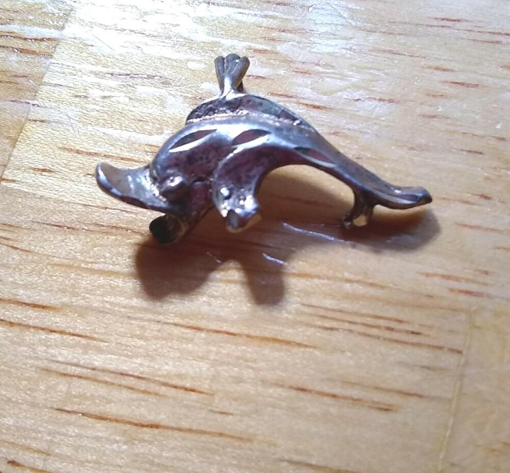 Sterling Silver ~ DOLPHIN Charm ~ Pendant ~ TINY BUT DETAILED ~ VINTAGE!